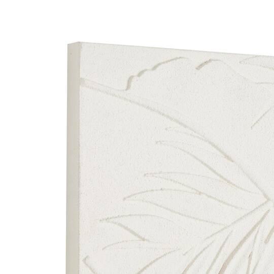 35" x 47" White Wooden Leaf Embossed Wall Décor